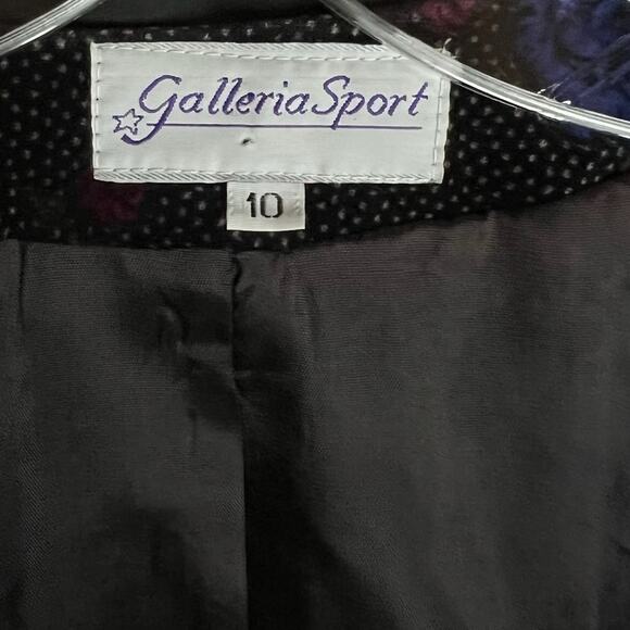 Galleria Sport Velvet Cropped Floral Blazer Jacket 100% Cotton Sz 10 Black - Picture 9 of 11